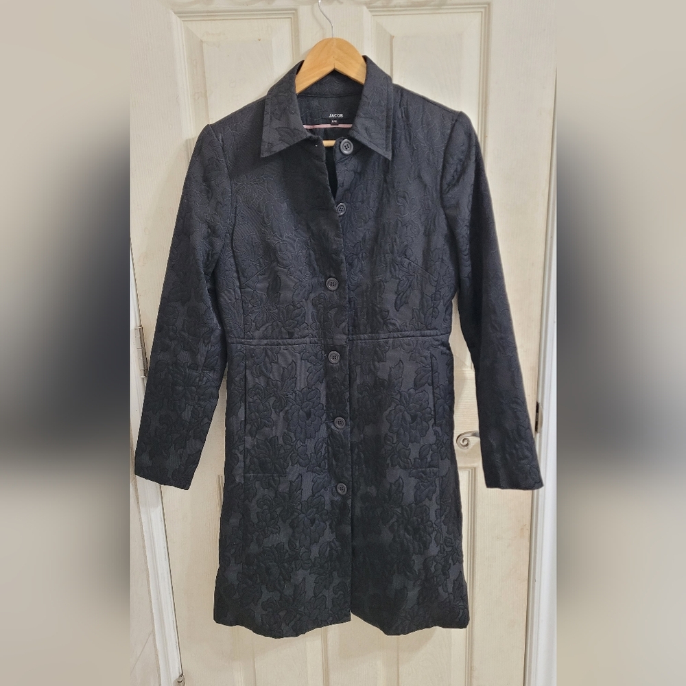Jacob Black Floral Trench Coat